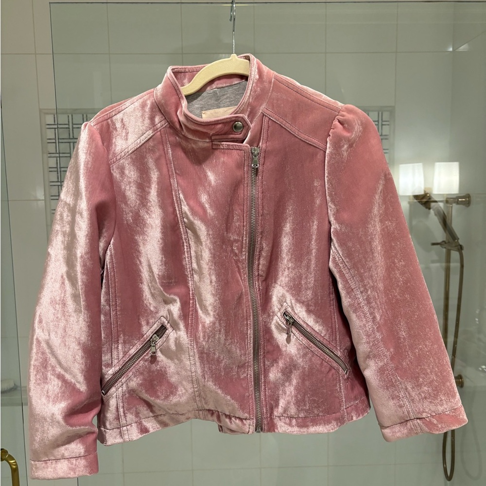 Rebecca Taylor Women's Pink Velvet Moto Jacket
